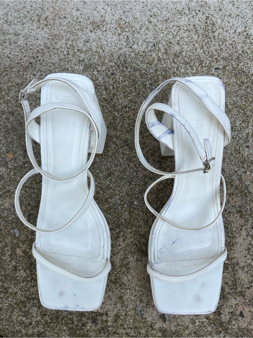 White Strappy Block Heel Sandals for Women